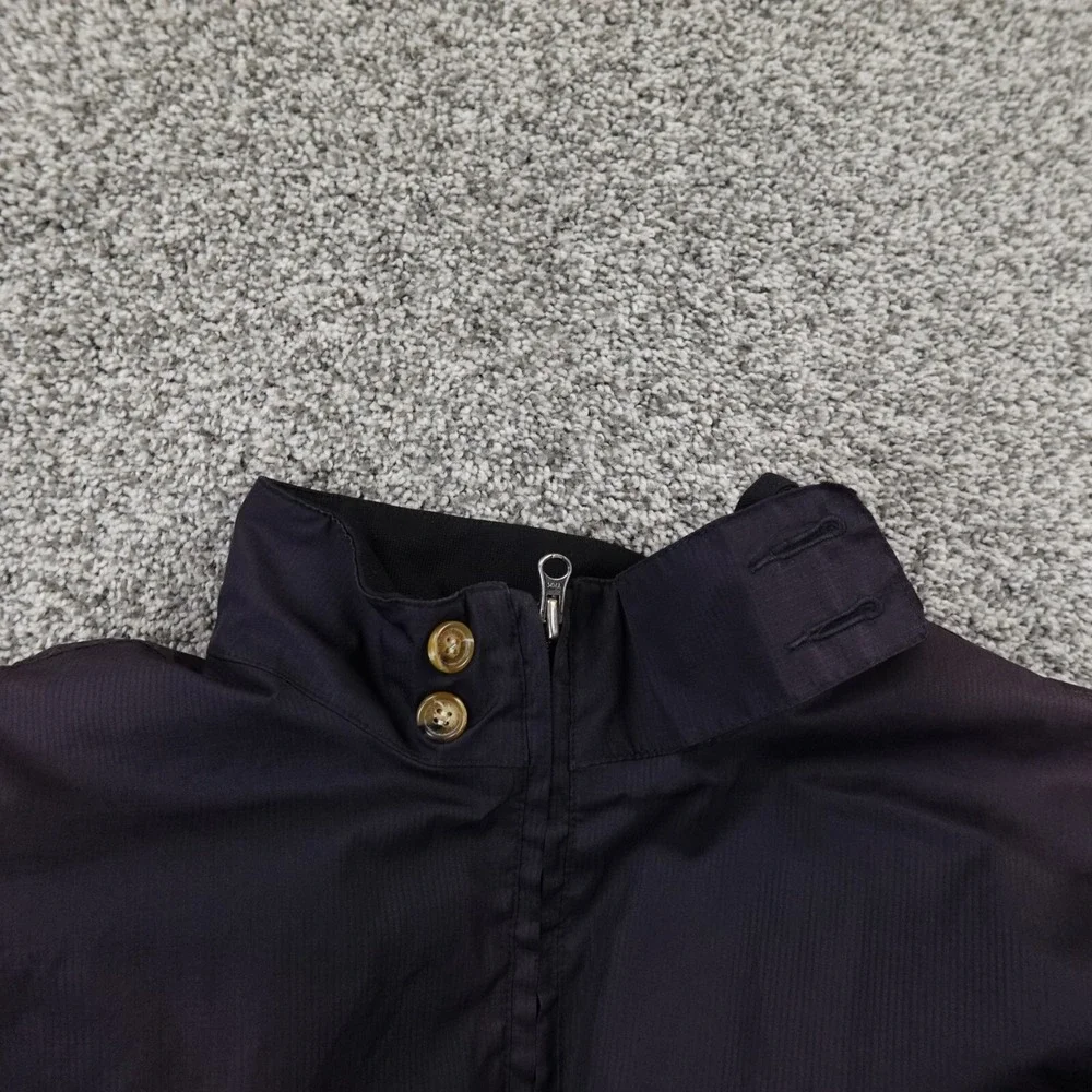 Orvis Jacket Mens M Black Chin Strap Windbreaker Bomber‎ Zip Coat Grunge Faded